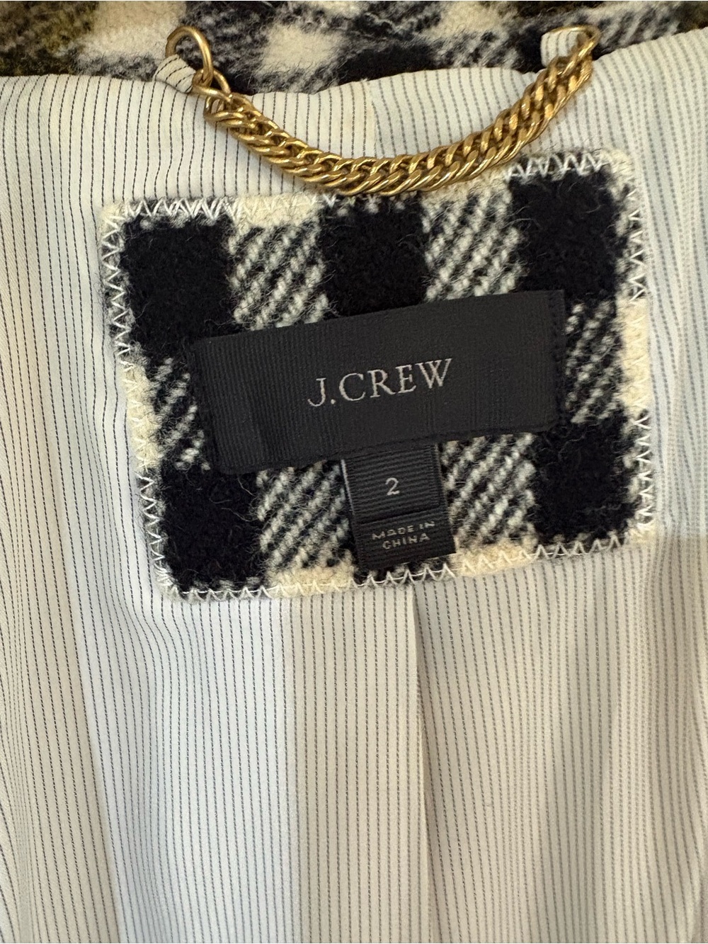 J.Crew Double Breasted Wool Coat in Cypress Black Ivory Oxford - Picture 11 of 11